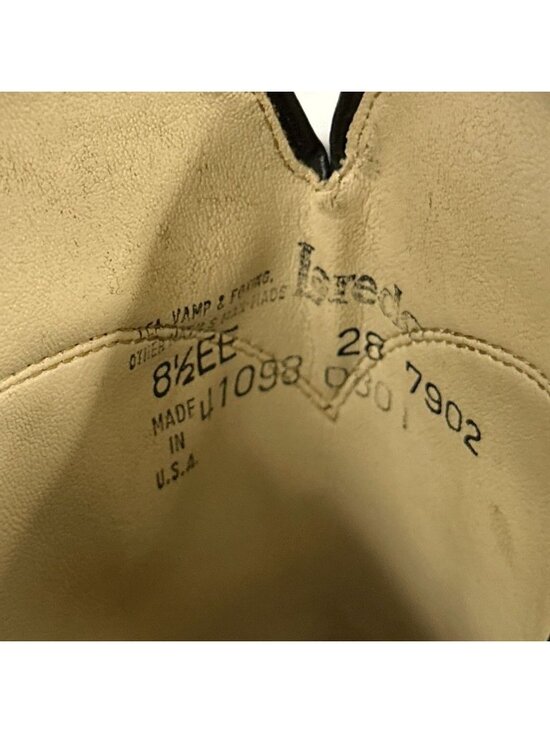 Laredo 7902 Saddle Roper Black Leather Cowboy Boots Mens 8 EE Wide USA Made main image 4